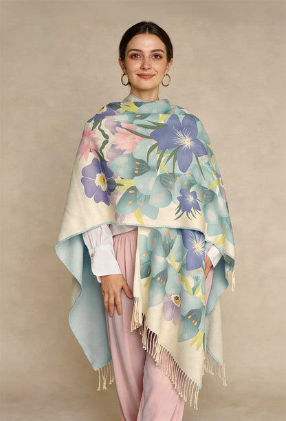 Ruana con Alpaca Flores de Chile