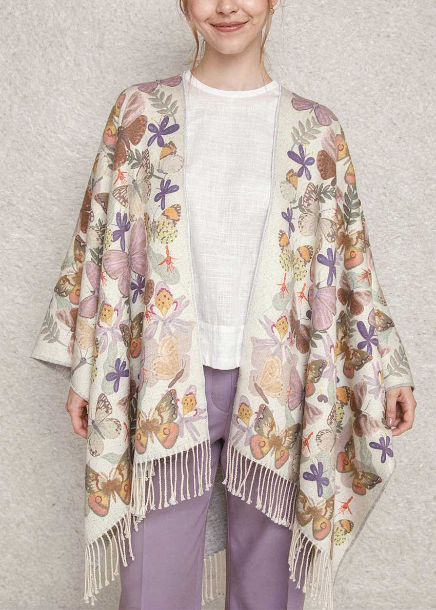 Ruana con Alpaca Sueño de Mariposas