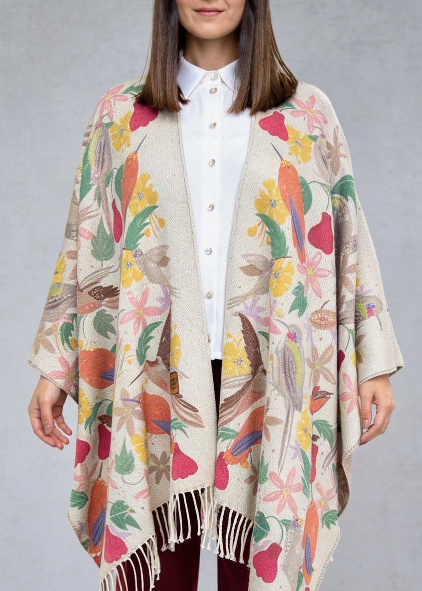 Ruana con Alpaca Picaflores de Chile