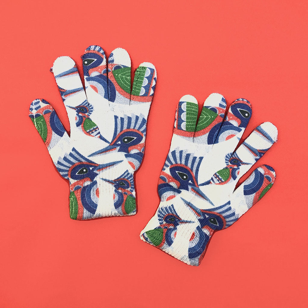 Kingfisher Childhood Print Gloves