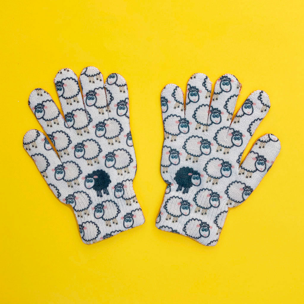 Green Sheep Childhood Print Gloves