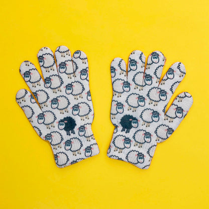 Green Sheep Childhood Print Gloves