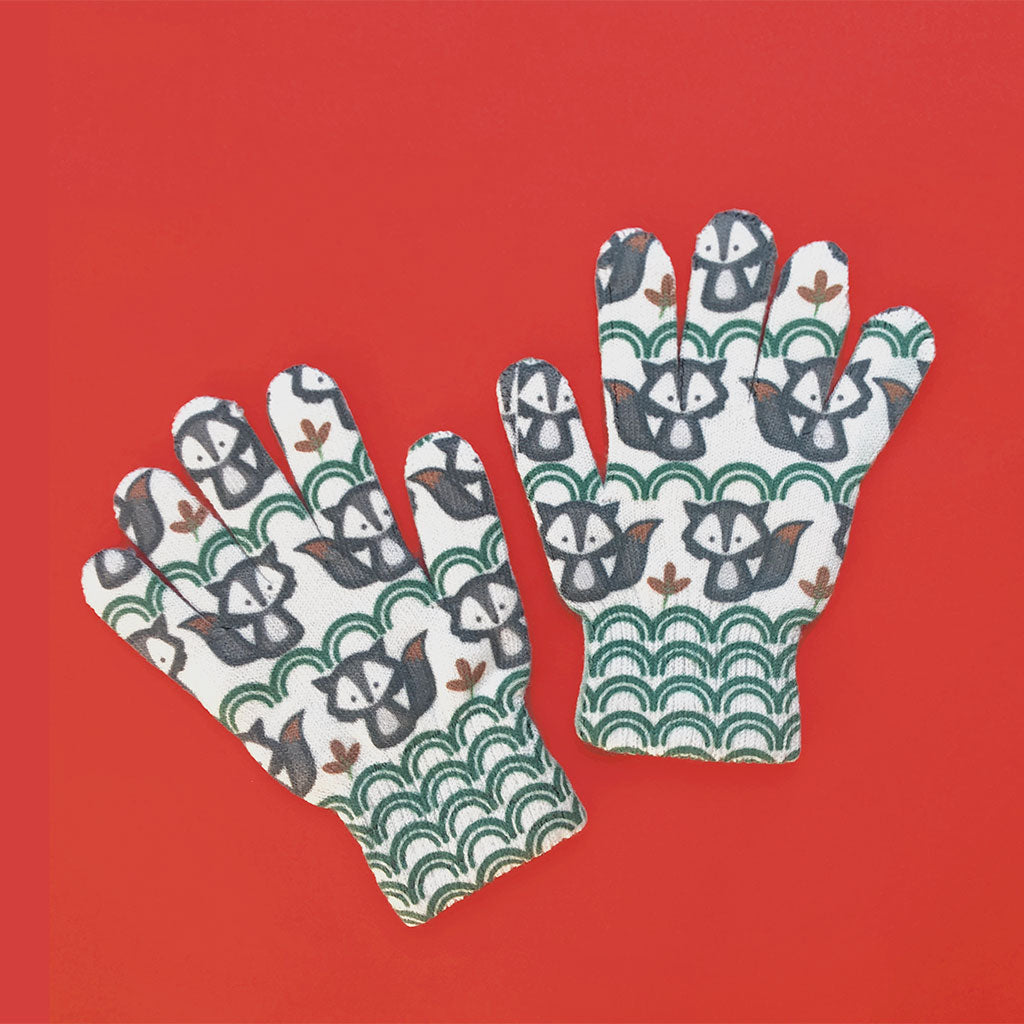 Foxes Childhood Print Gloves