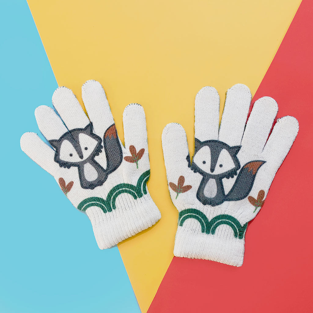 Foxes Childhood Print Gloves